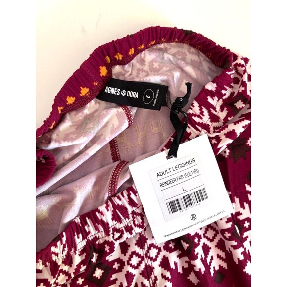 Agnes & Dora Reindeer Fair Isle Adult Leggings Size Large Polyester/Spandex NWT - Picture 3 of 8